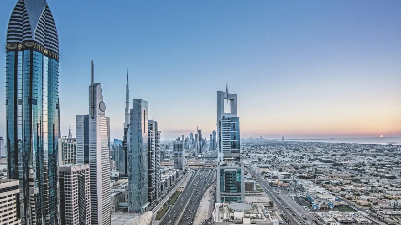 Dubai skyline and waterfront real estate investment view
