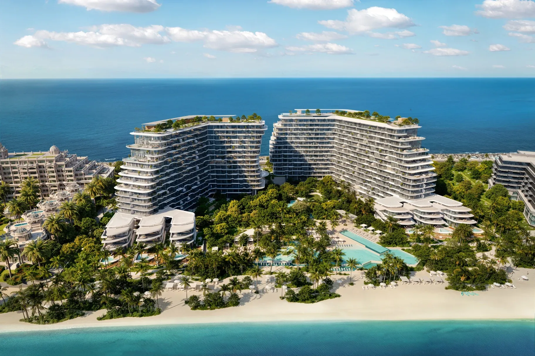 Passo by Beyond — luxury residence on Palm Jumeirah West Crescent at sunset