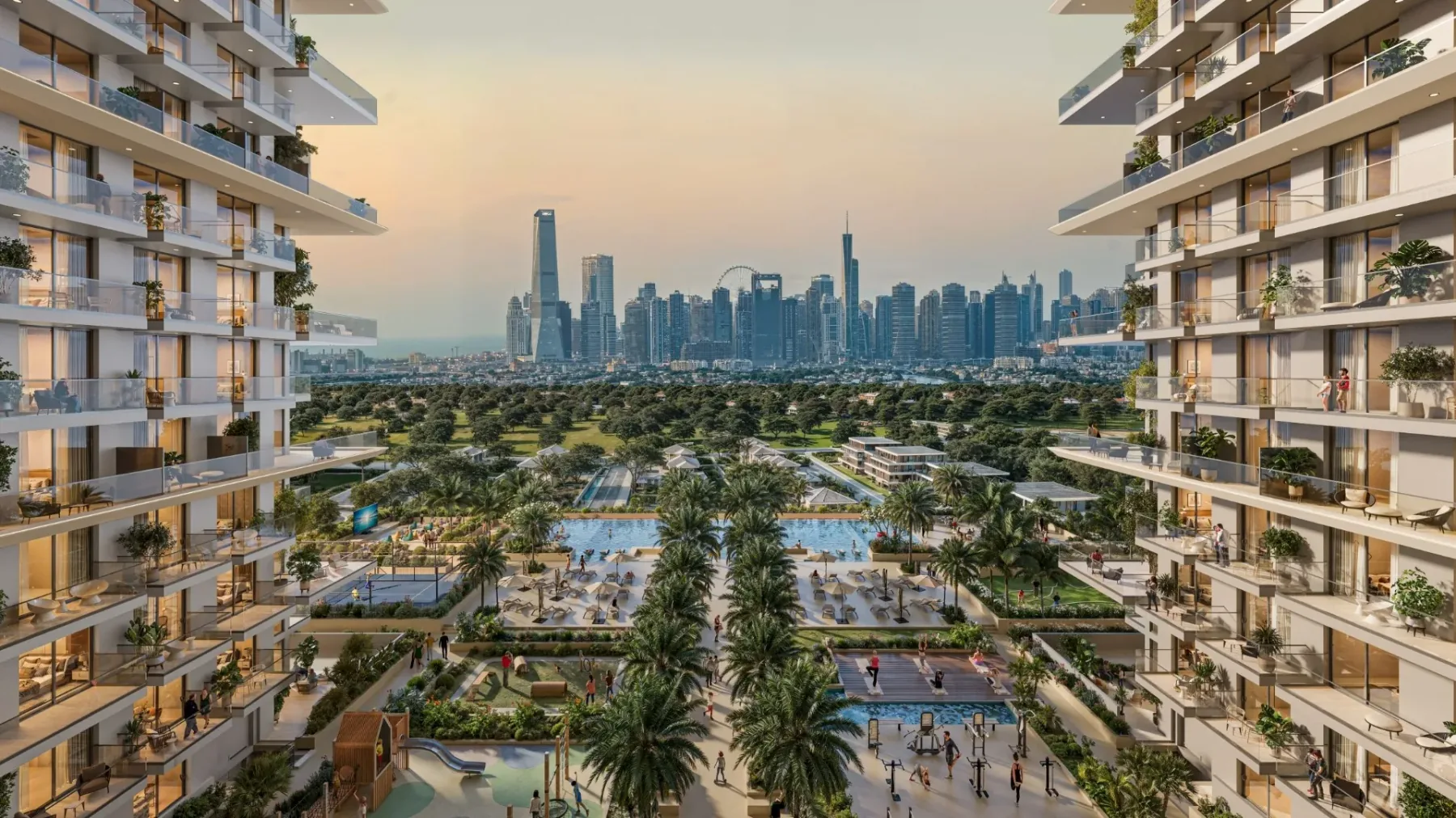 Sol Levante — modern facade of the mixed-use development in Jumeirah Village Triangle, Dubai